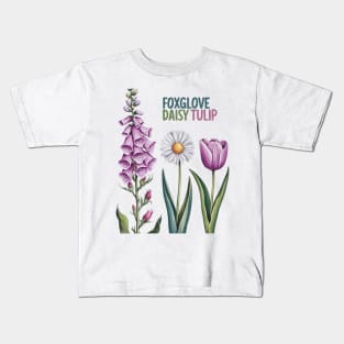 Foxglove-Daisy-Tulip Kids T-Shirt
